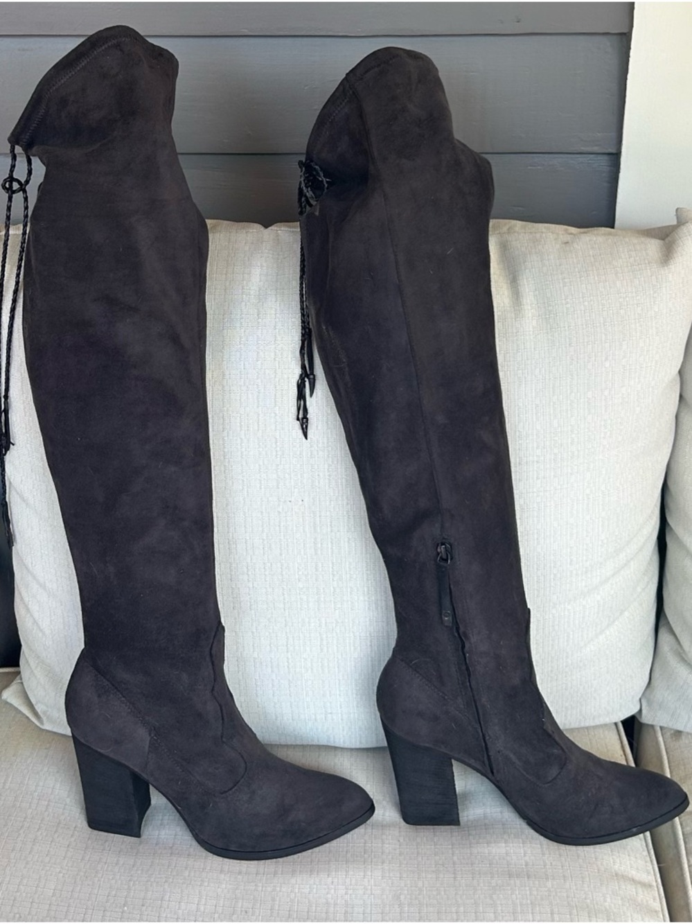NWOB Dolce Vita Dark Grey Suede Over-The-Knee Boots